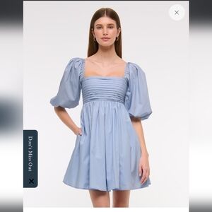 Abercrombie Emerson Poplin Puff Sleeve Mini Dress Lilac Blue - Size M